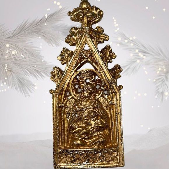 Vintage Other - Ornate Gold Mother & Chid Vintage Christmas Ornament